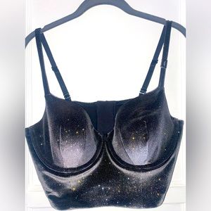 38C Body by Victoria Longline Embellished Velvet Corset Bra
